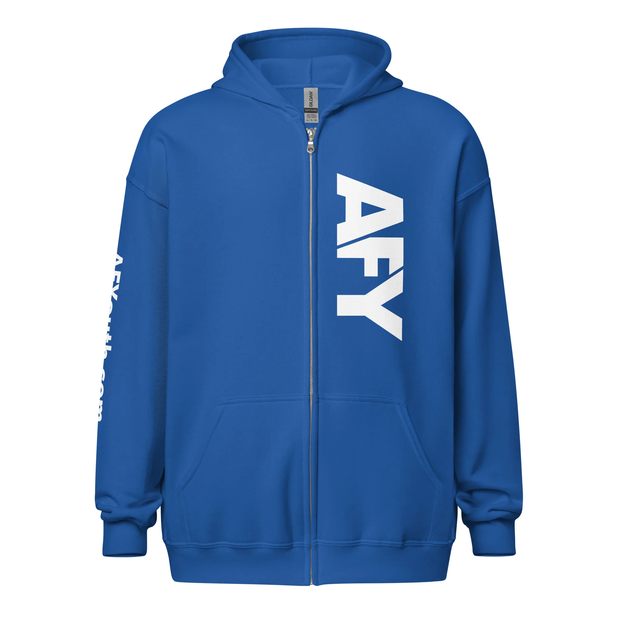 AFY Unisex Heavy Blend Zip Hoodie White Logo - Image 13
