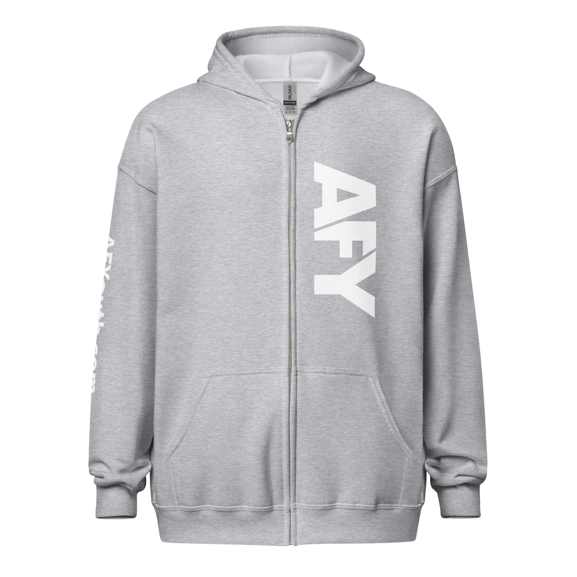 AFY Unisex Heavy Blend Zip Hoodie White Logo - Image 15